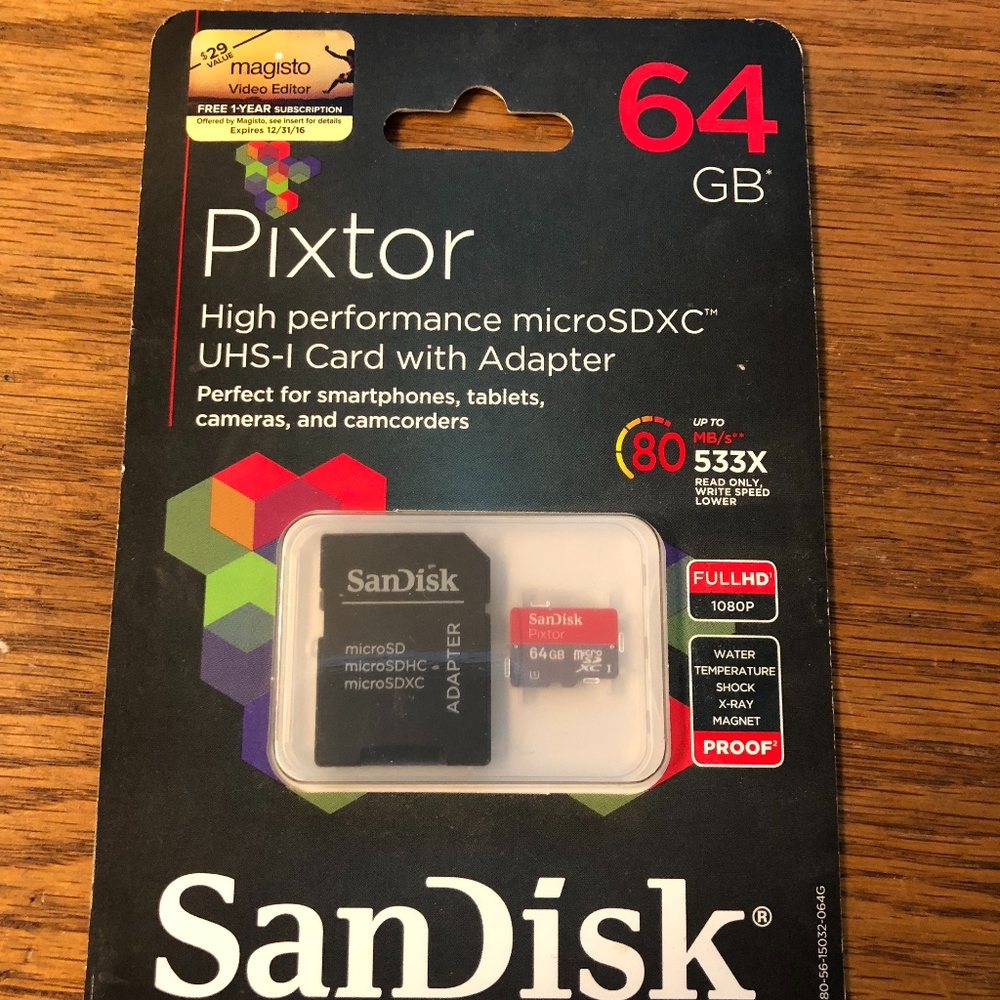 SanDisk - Pixtor 64GB microSDXC UHS-I Memory Card